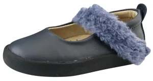 Old Soles Girl's Fur Jane Leather Mary Jane Sneakers, Navy