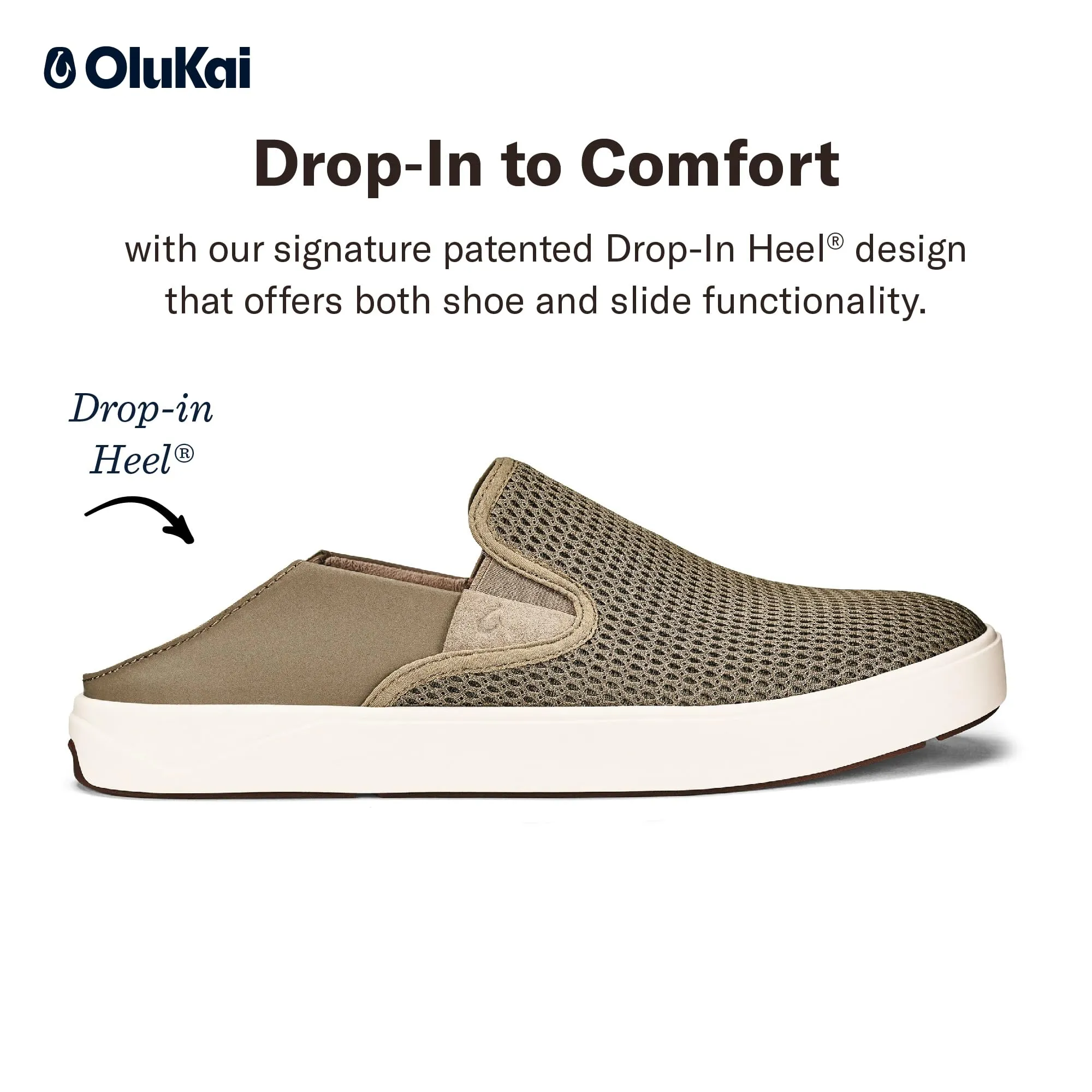 OLUKAI Lae'ahi Men's Slip On Sneaker, Removable Gel Insert, Clay/Clay