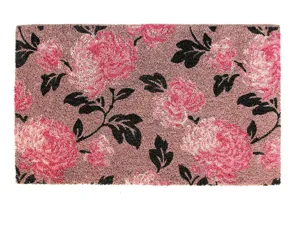 OnlyMat Beautiful Pink Flower Design Entrance Door Mat - 45cm x 75cm