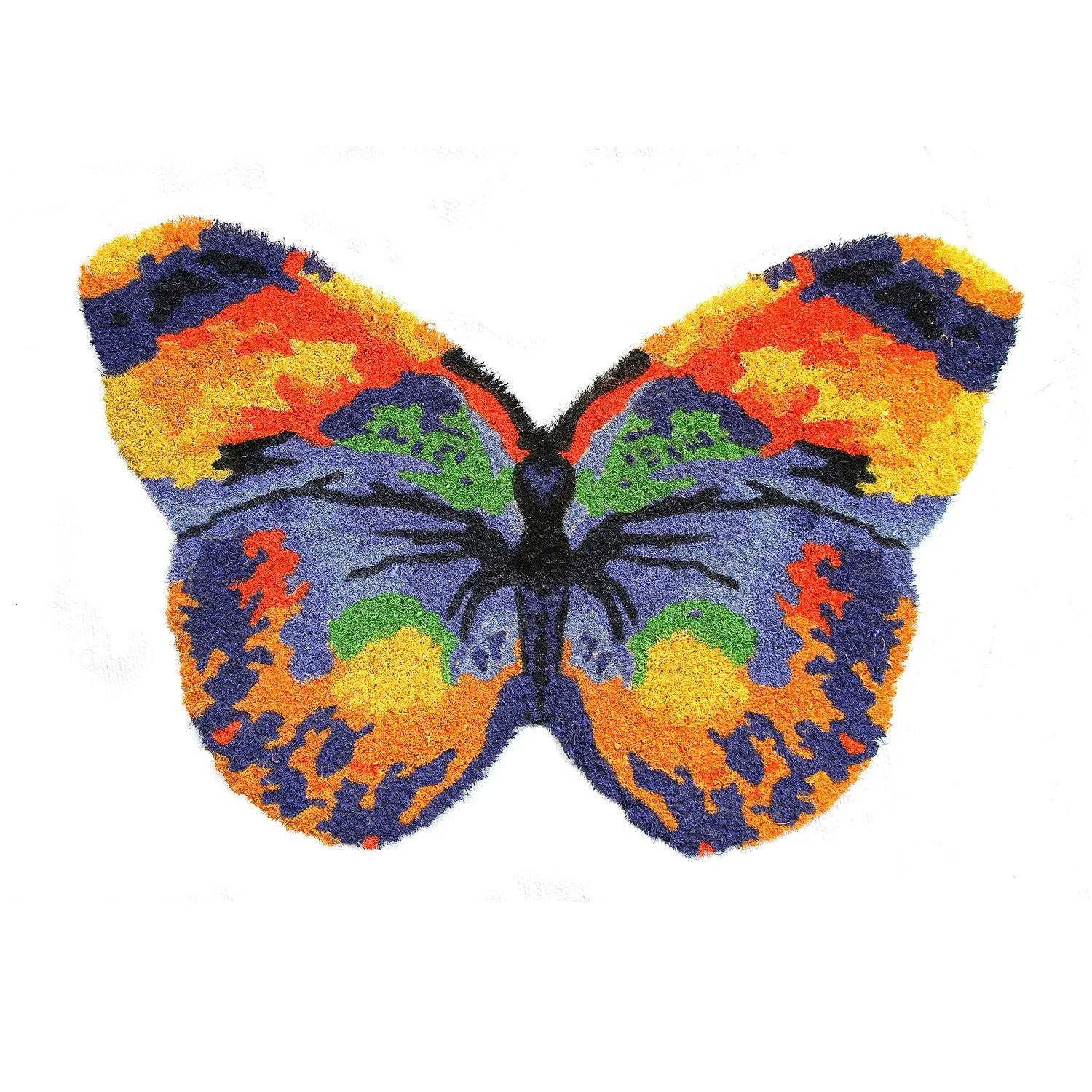 OnlyMat Butterfly Shaped Beautiful & Colourful Anti-Slip Natural Coir Floor Mat