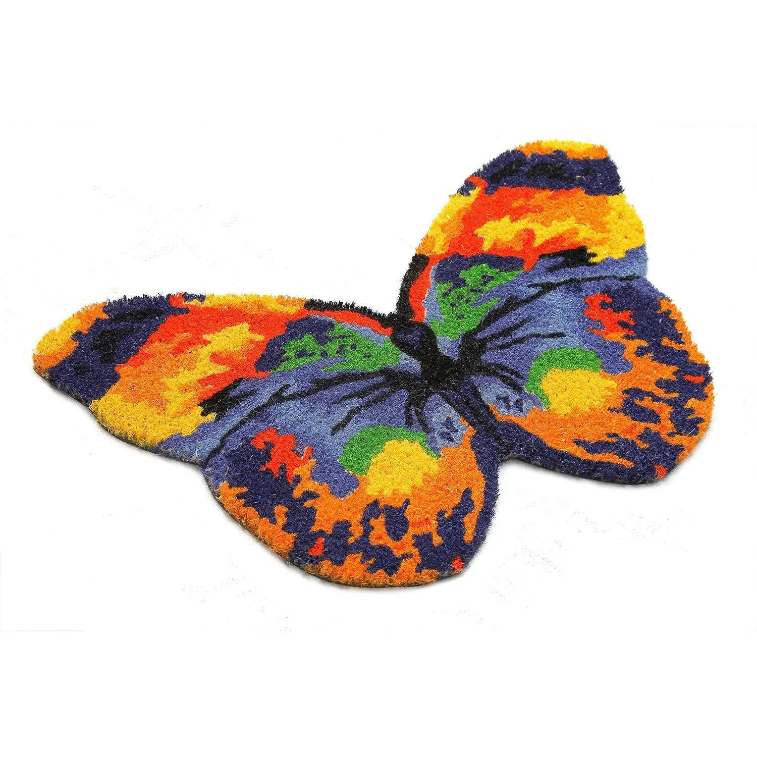 OnlyMat Butterfly Shaped Beautiful & Colourful Anti-Slip Natural Coir Floor Mat