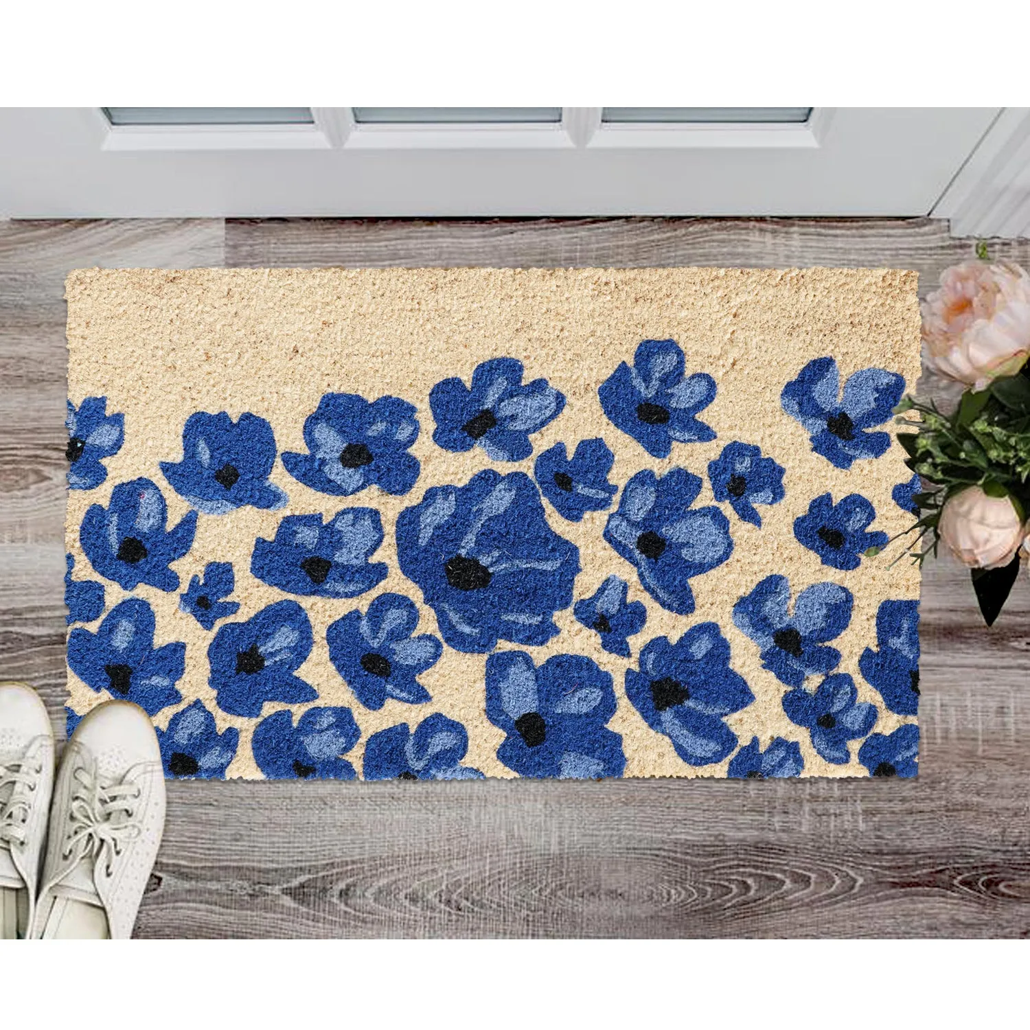 OnlyMat Flower Design Printed  Natrual Coir Floor Mat - 5 Colour Options