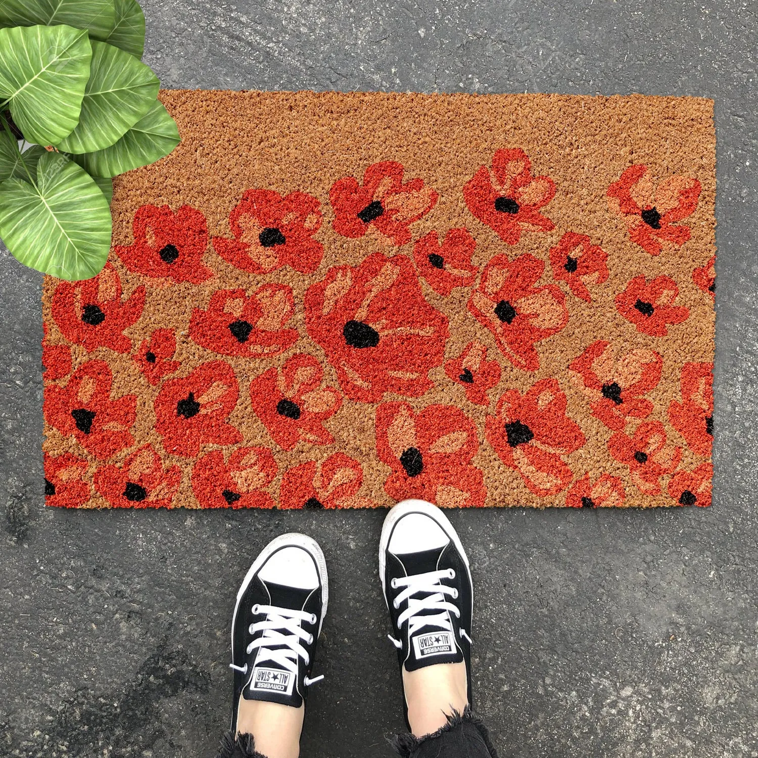 OnlyMat Flower Design Printed  Natrual Coir Floor Mat - 5 Colour Options