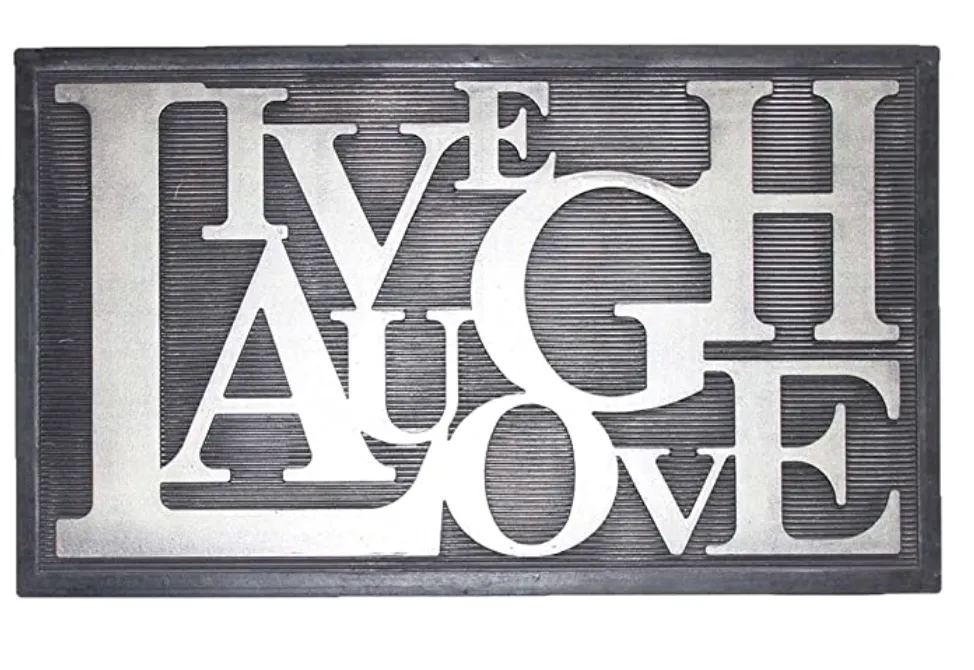 OnlyMat Funny LIVE LAUGH LOVE Metallic Finish Rubber Mat - Indoor / Outdoor, Waterproof