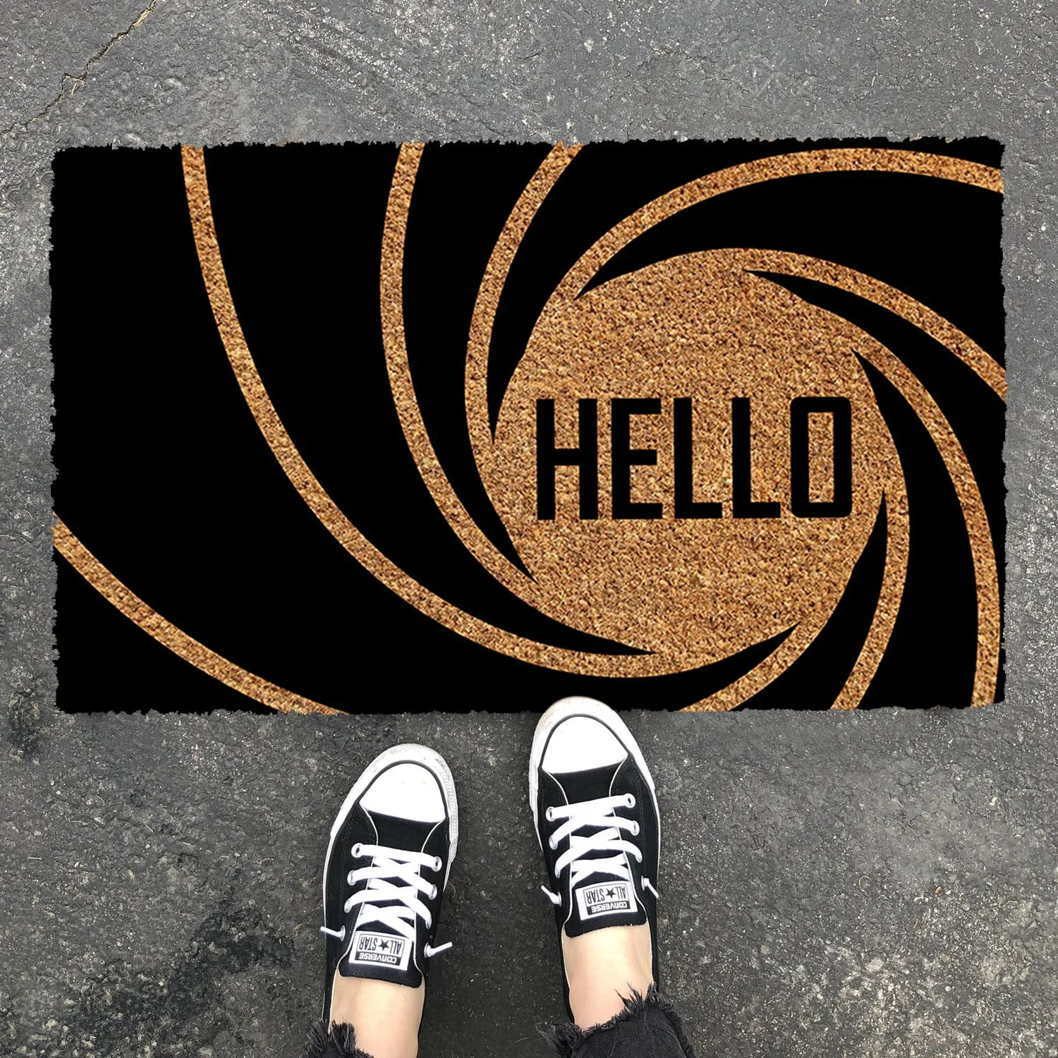 OnlyMat Hello Printed 007 Bond Natural Coir Doormat