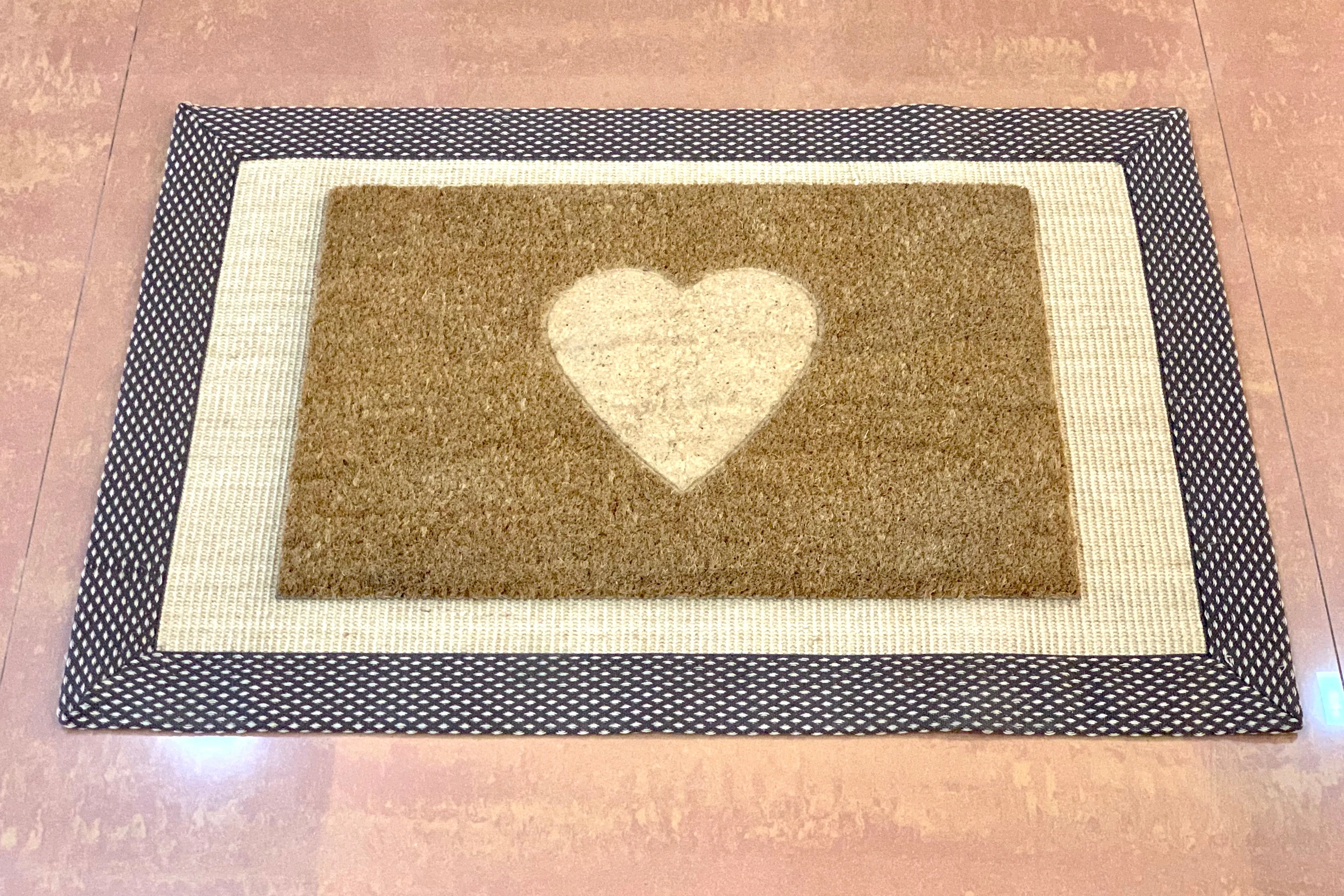 OnlyMat Jute and Coir Doormat Combo - LOVE Impression Floor Mat