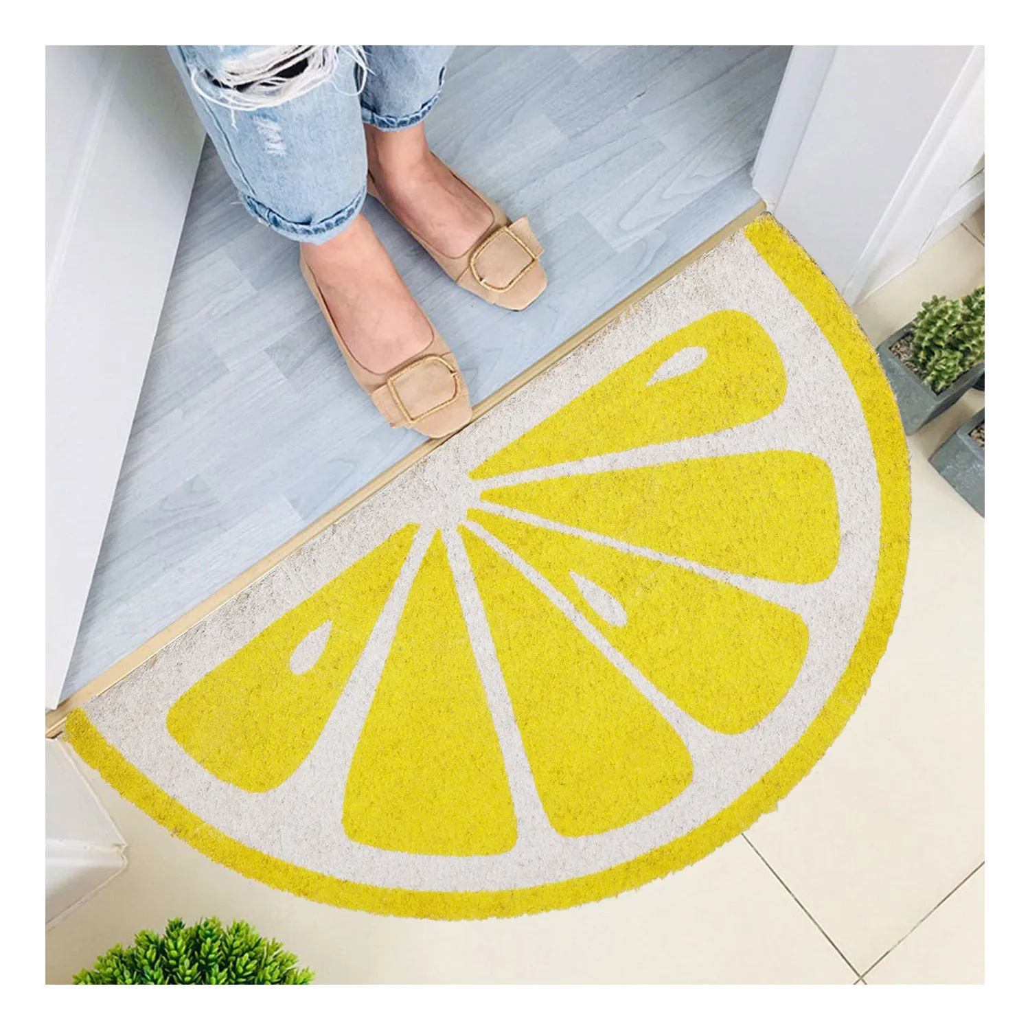 OnlyMat Lemon Shape Floor Natrual Coir Anti-Slip Floor Mat