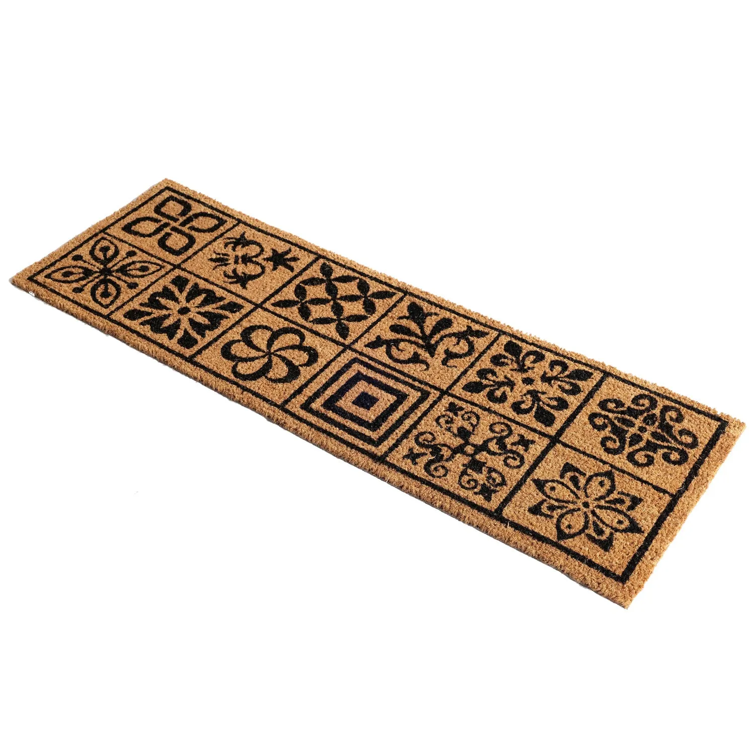 OnlyMat Mosaic Tile Pattern Natural Coir Doormat (120 x 40)