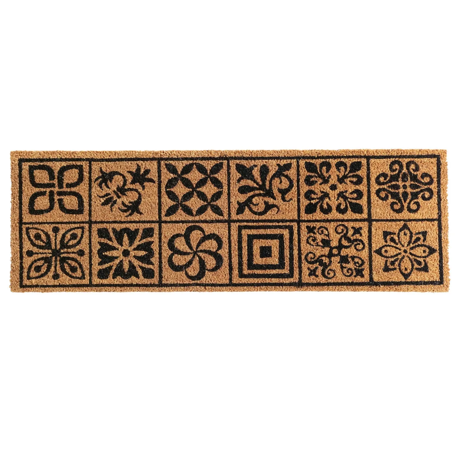 OnlyMat Mosaic Tile Pattern Natural Coir Doormat (120 x 40)