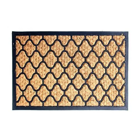 OnlyMat Rubber Coir Door Mats - 30" x 18", Beige & Black