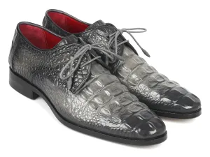 Paul Parkman Crocodile Embossed Calfskin Derby Shoes in Gray