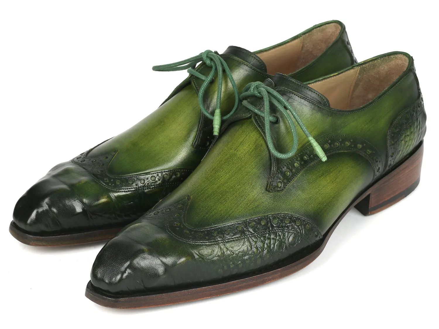 Paul Parkman Goodyear Welted Wingtip Derby Shoes Green