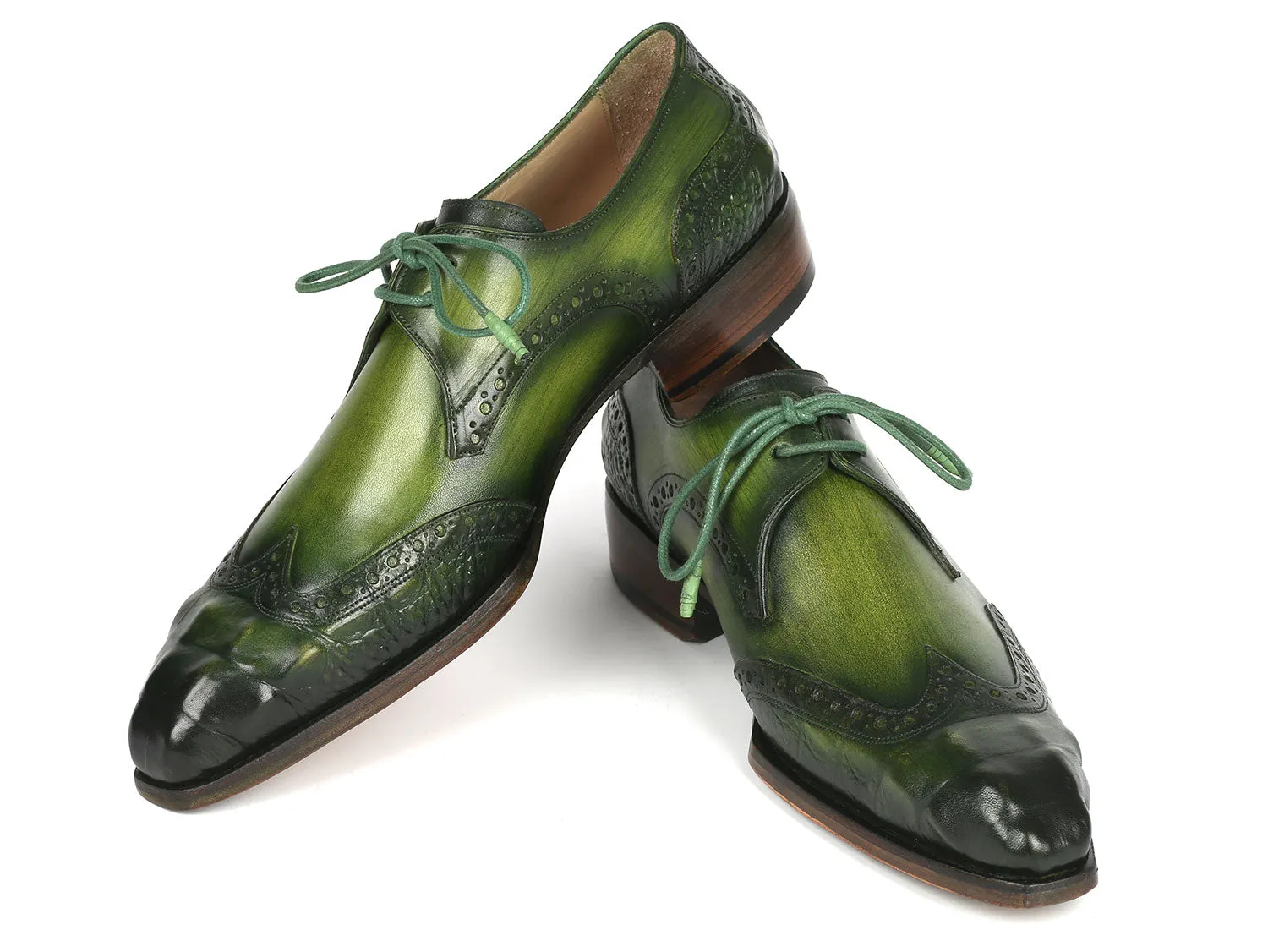 Paul Parkman Goodyear Welted Wingtip Derby Shoes Green