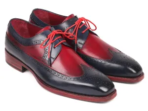 Paul Parkman Goodyear Welted Wingtip Derby Shoes in Navy & Bordeaux