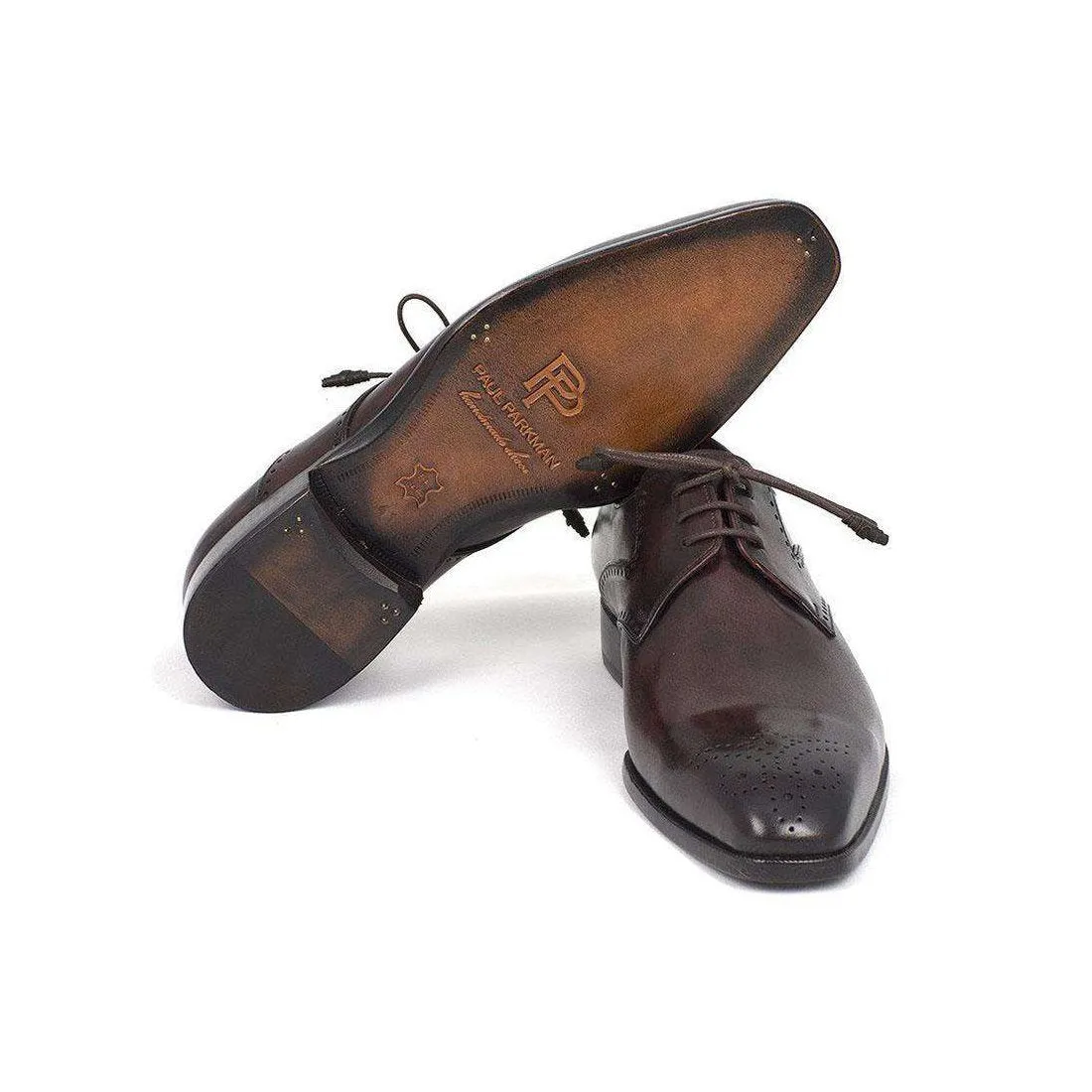 Paul Parkman Handmade Designer Shoes Men's Brown Medallion Toe Derby Oxfords (PM5312)