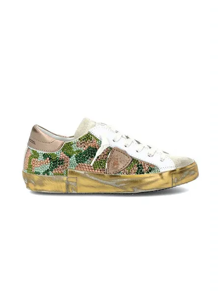 Philippe Model Prsx Low Sneakers in Camoflauge Rhinestone