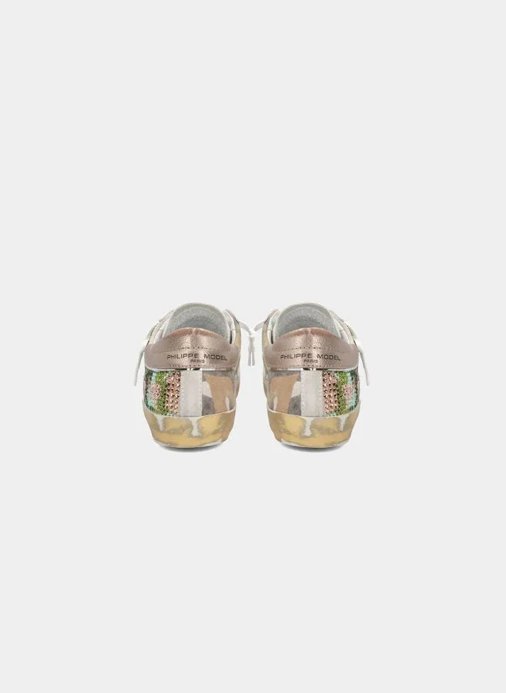 Philippe Model Prsx Low Sneakers in Camoflauge Rhinestone