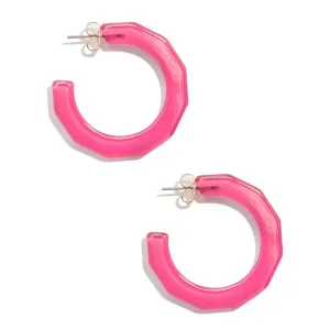 Pink Large Robin Textured Hoop Earring