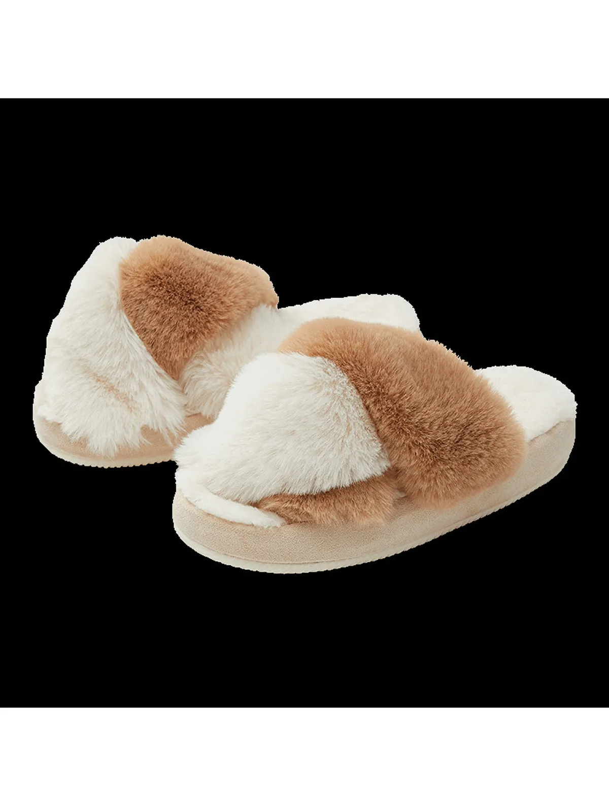 Plush Soft-soled Slippers - Brown