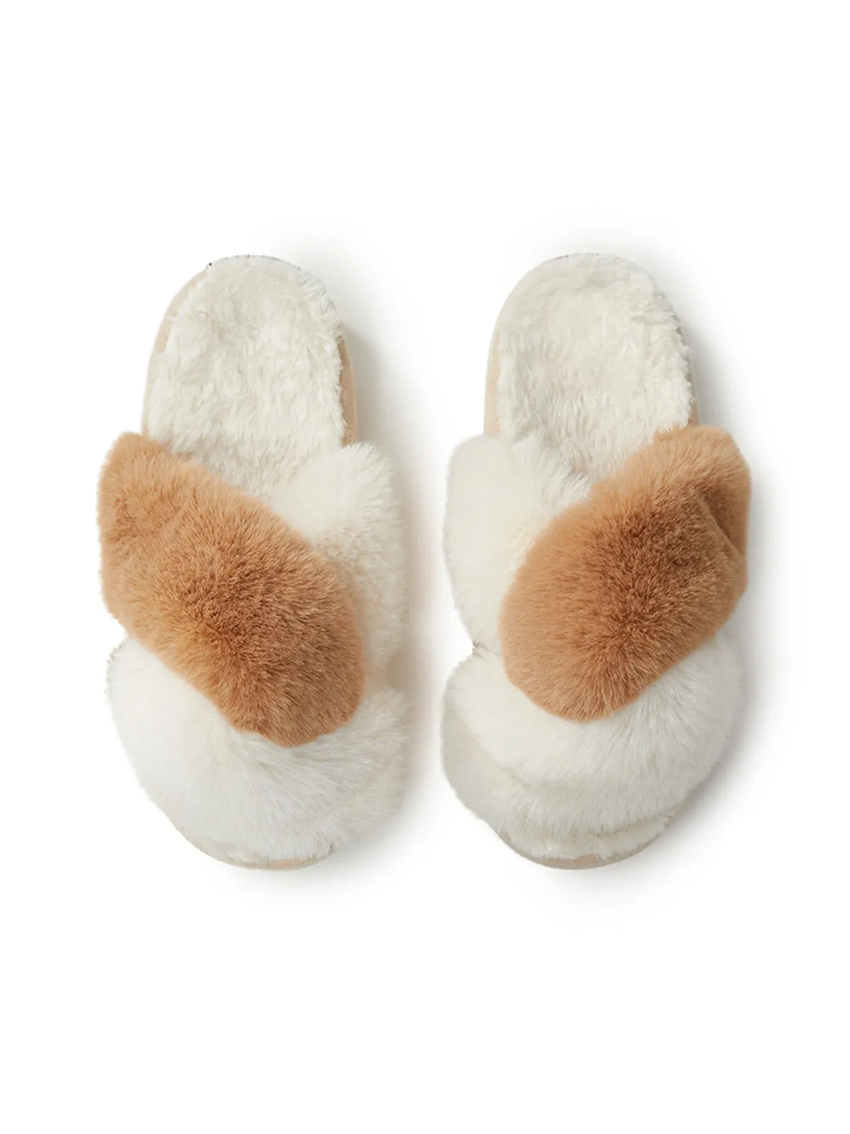 Plush Soft-soled Slippers - Brown