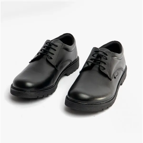 POLLY Girls Leather Derby Lace-Up Shoes Black