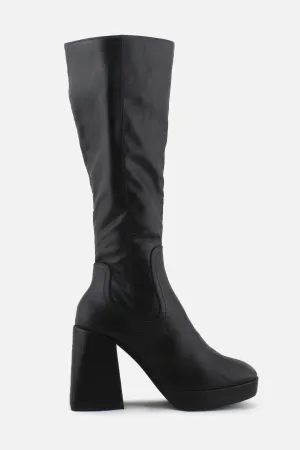 Pull & Bear Zipper Block Heels Thigh High Boots | 100% Authentic Leather