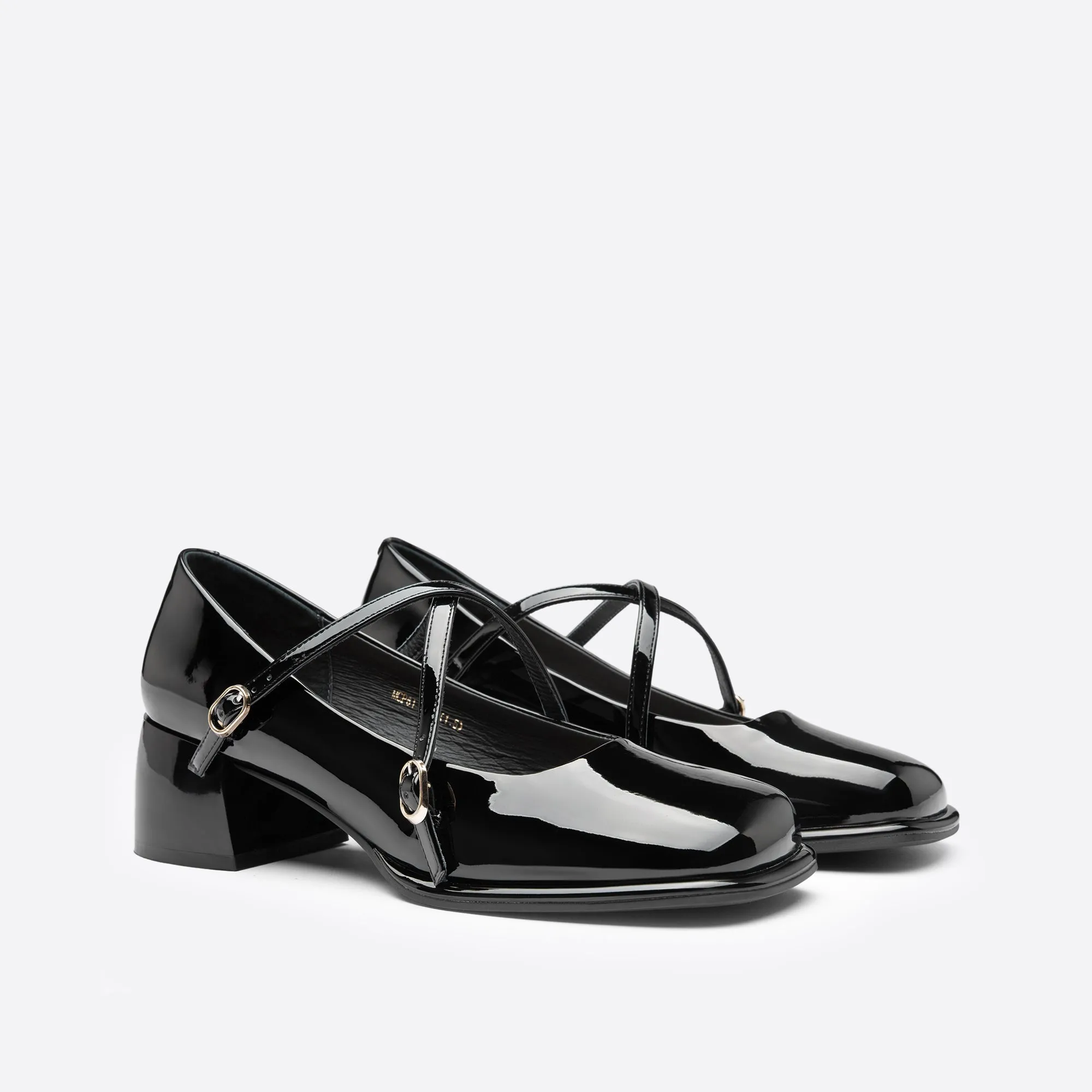 Purpdrank - Women Vintage Pin Buckle Square Toe Mary Janes