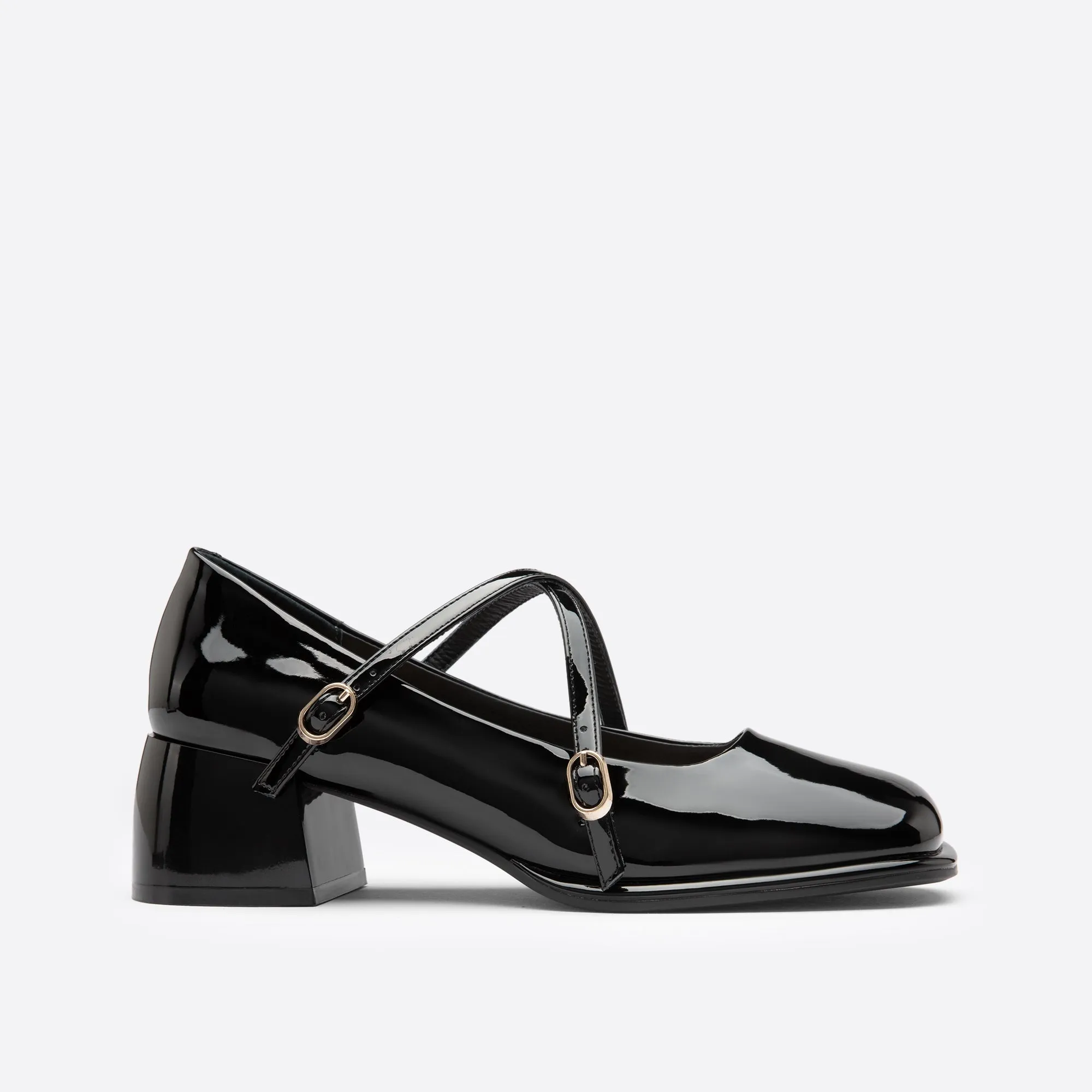 Purpdrank - Women Vintage Pin Buckle Square Toe Mary Janes