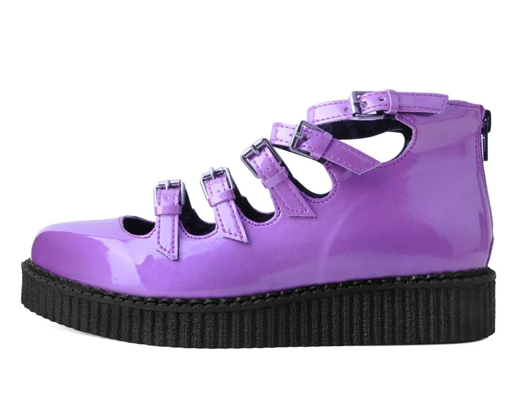 Purple Metallic Multi-Strap Pointed Mary Jane