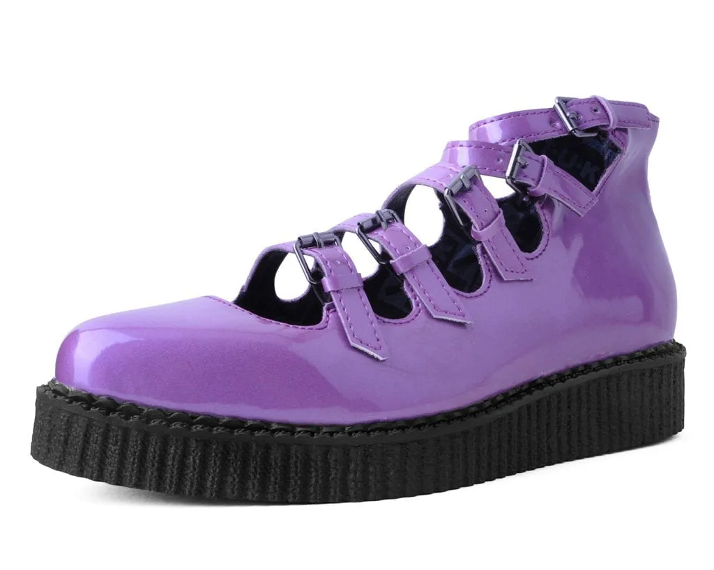 Purple Metallic Multi-Strap Pointed Mary Jane