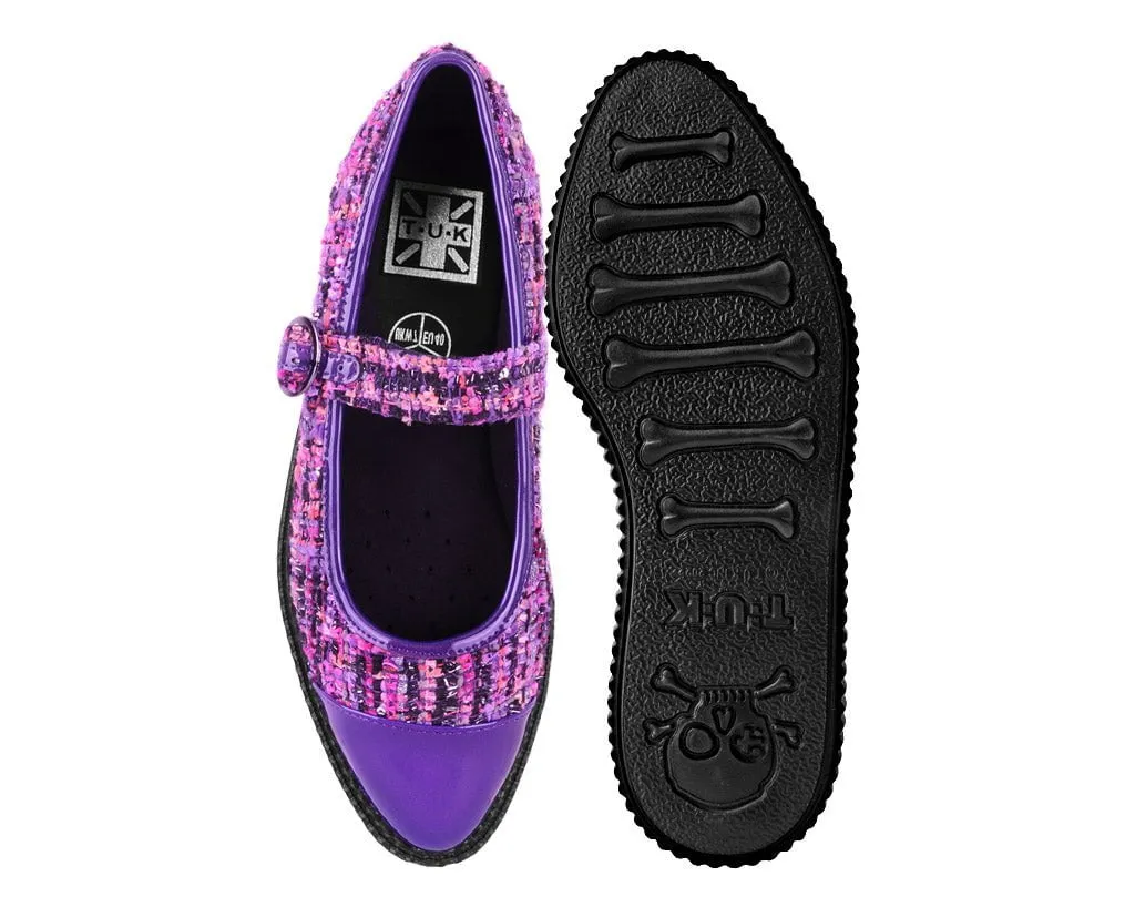 Purple Tweed Pointed Mary Jane