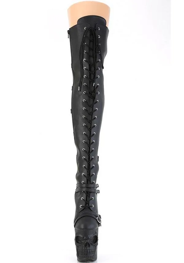 RAPTURE-3045 [Black Faux Leather] | PLATFORM BOOTS [PREORDER]