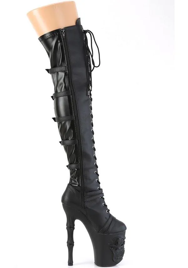 RAPTURE-3045 [Black Faux Leather] | PLATFORM BOOTS [PREORDER]