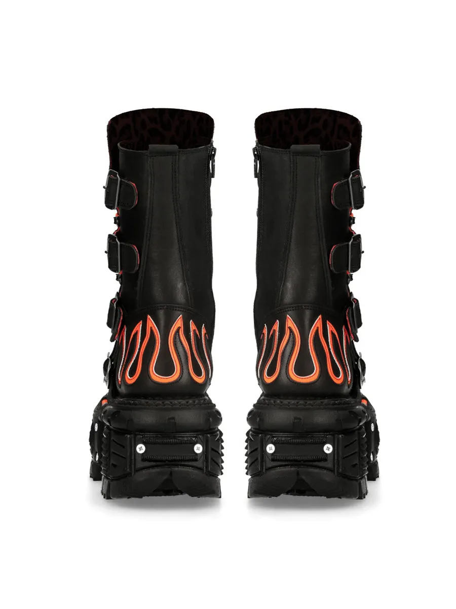 Retro Punk Fluorescent Flame Platform Boots