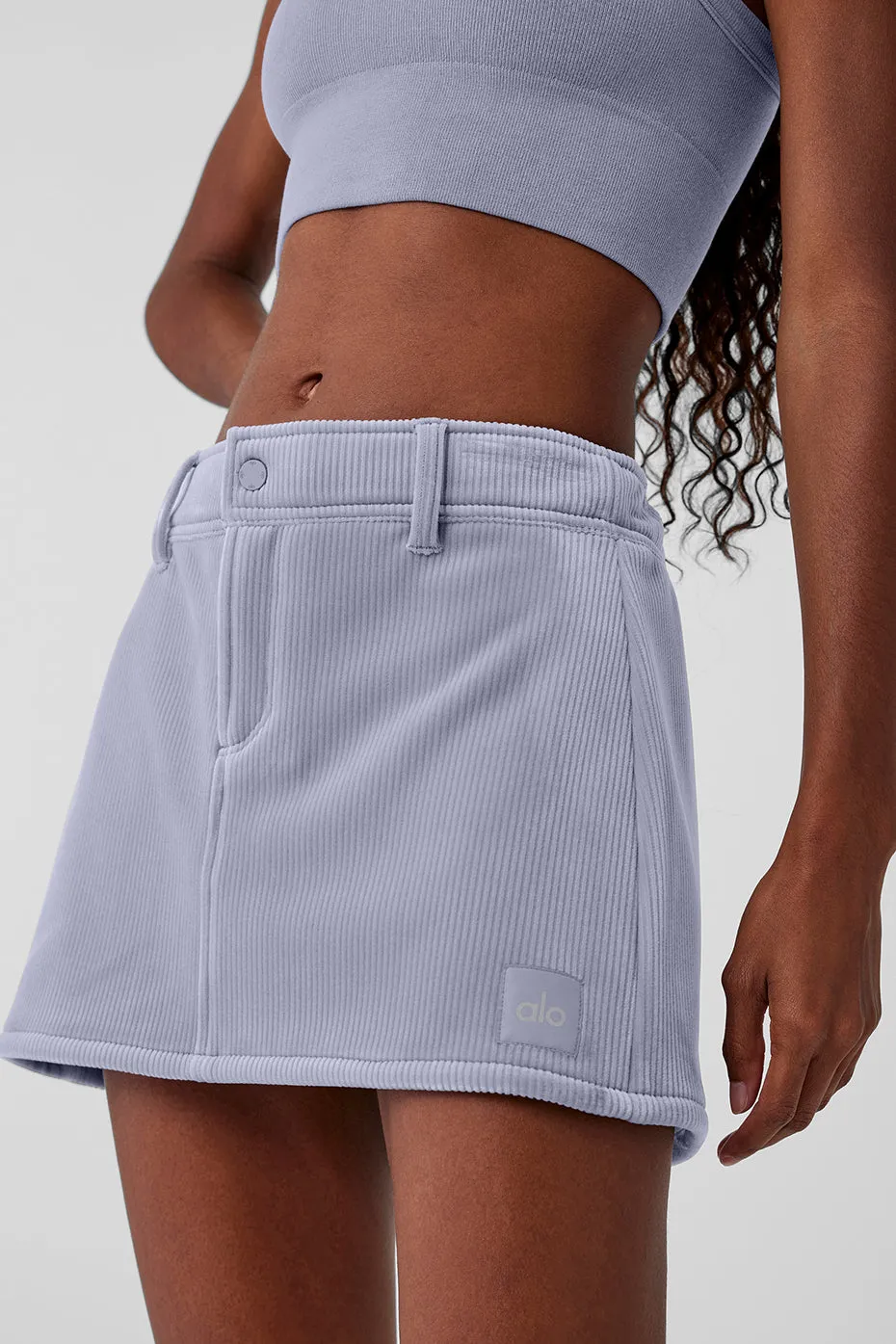 Ribbed Velour Baller Mini Skirt - Fog