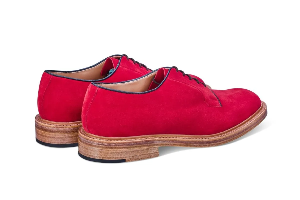 Robert Derby Shoe - Bright Red Castorino Suede