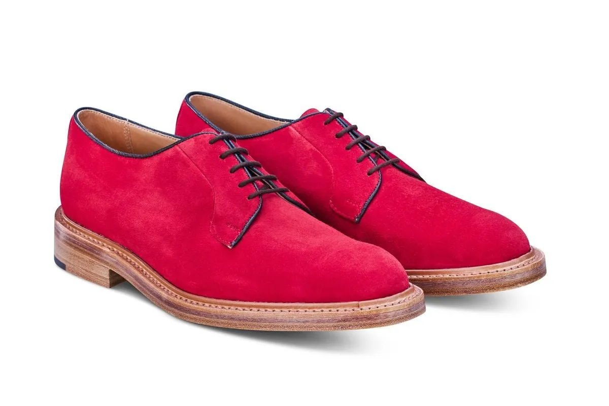 Robert Derby Shoe - Bright Red Castorino Suede