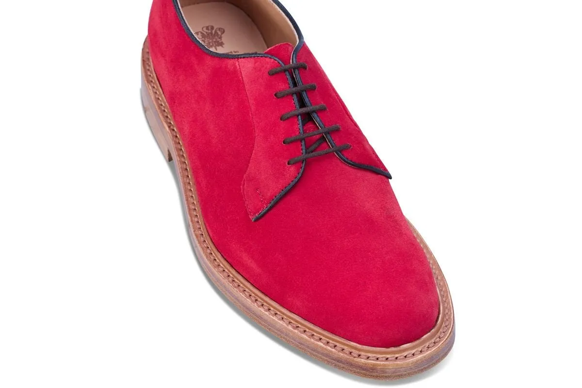 Robert Derby Shoe - Bright Red Castorino Suede