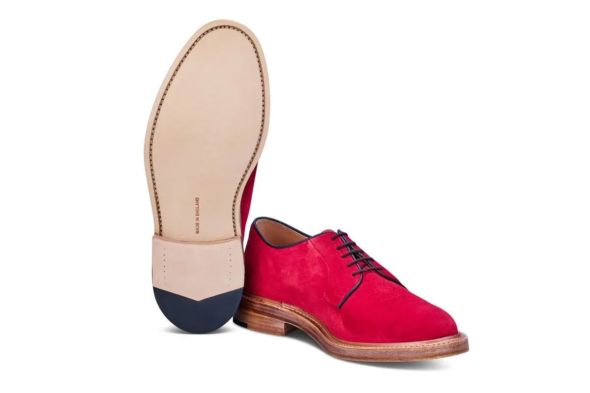 Robert Derby Shoe - Bright Red Castorino Suede