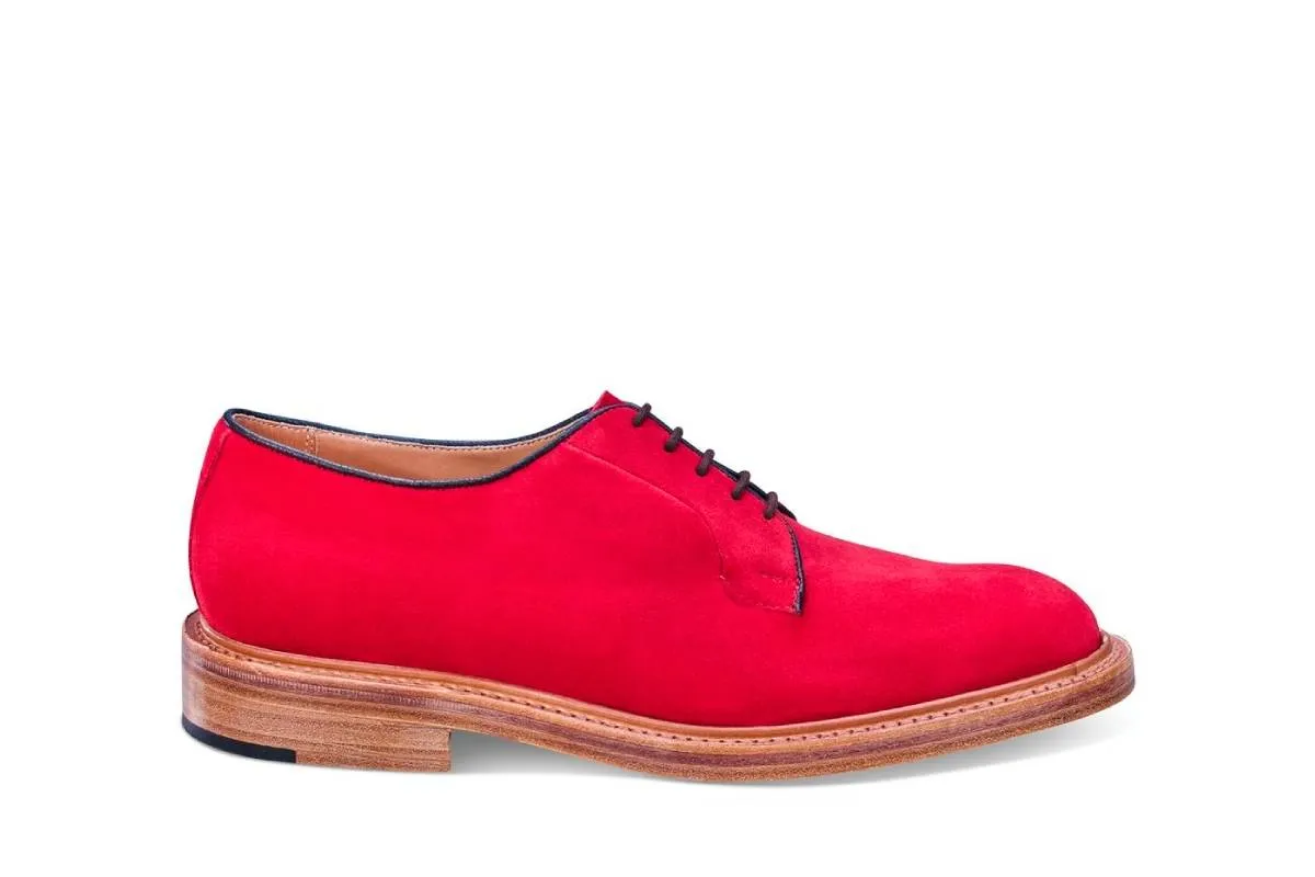 Robert Derby Shoe - Bright Red Castorino Suede