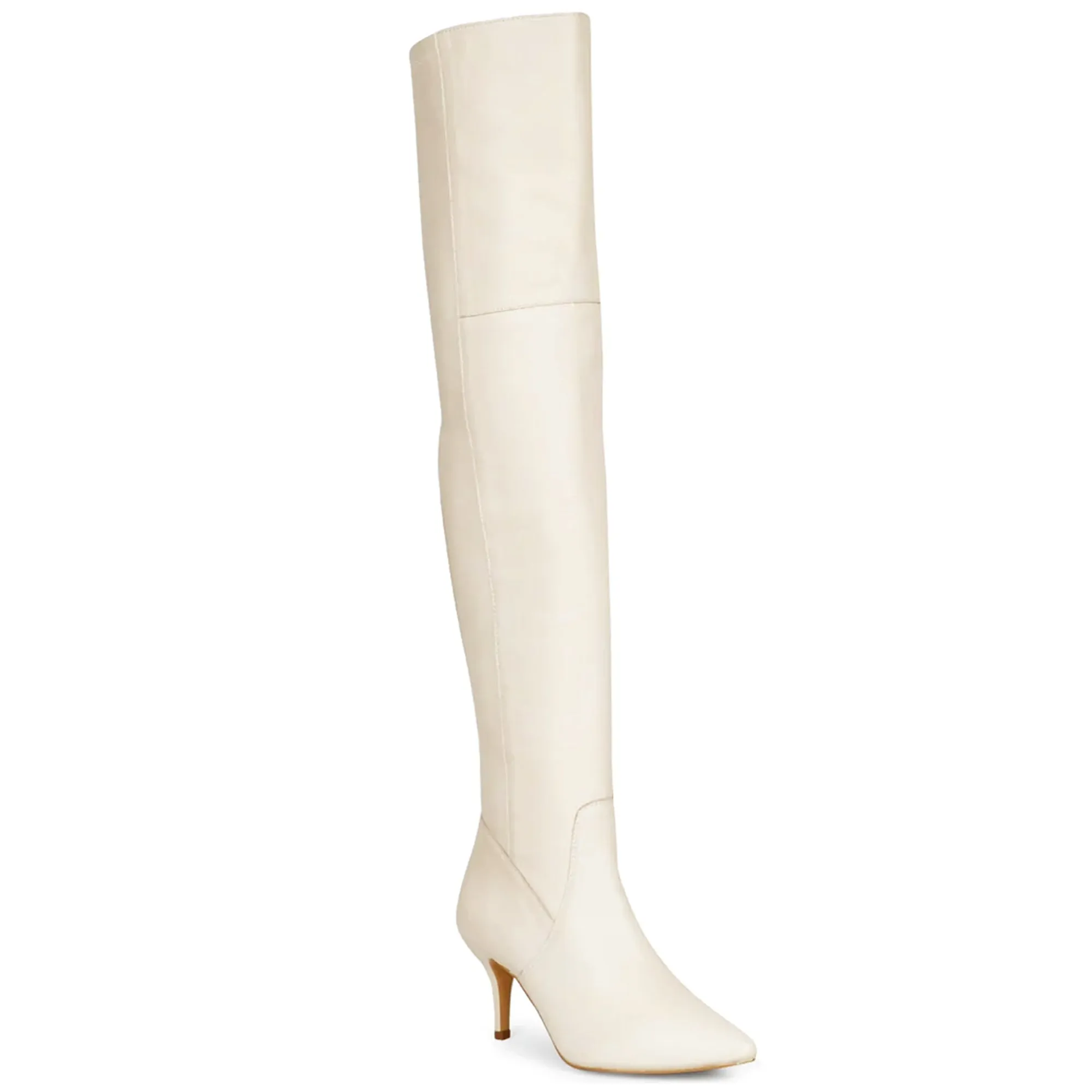 Saint Brigitte Off White Stretch Napa Thigh High Boots