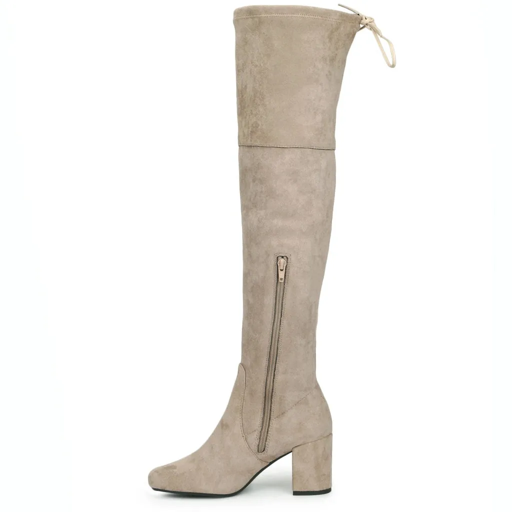 Saint Luisa Taupe Stretch Suede Above The Knee thigh high Boots