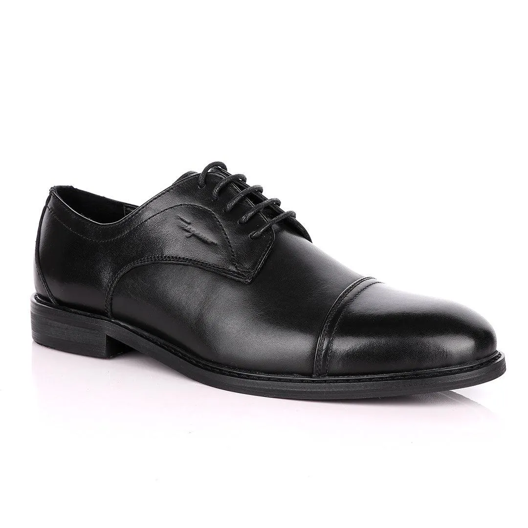 Salvatore Ferragamo Cap Toe Black Derby Shoe