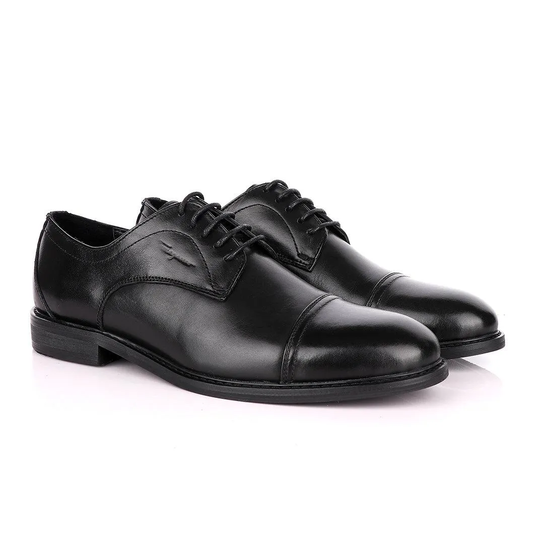 Salvatore Ferragamo Cap Toe Black Derby Shoe