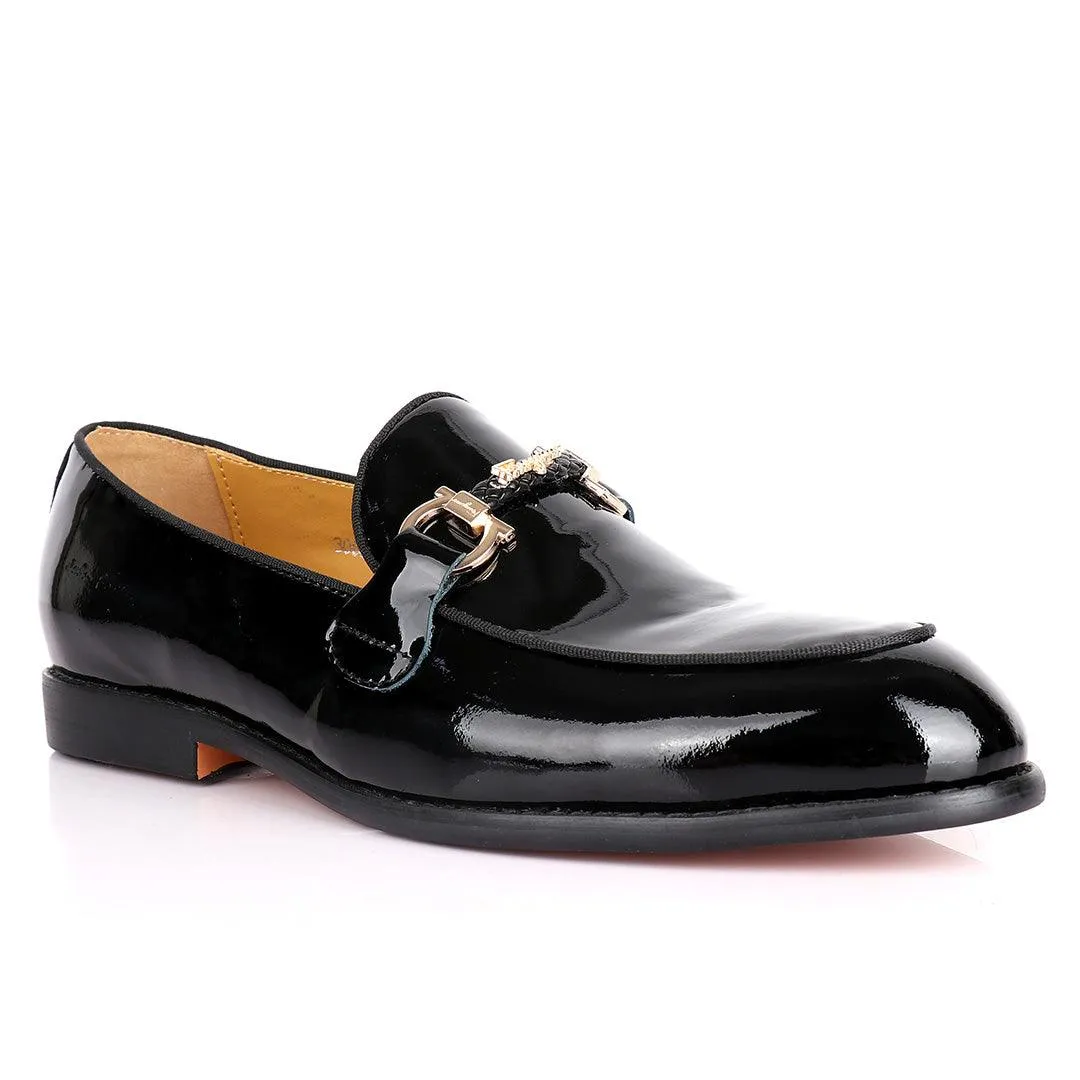 Salvatore Ferragamo Men's Wetlips Loafer With  Front Gold Logo