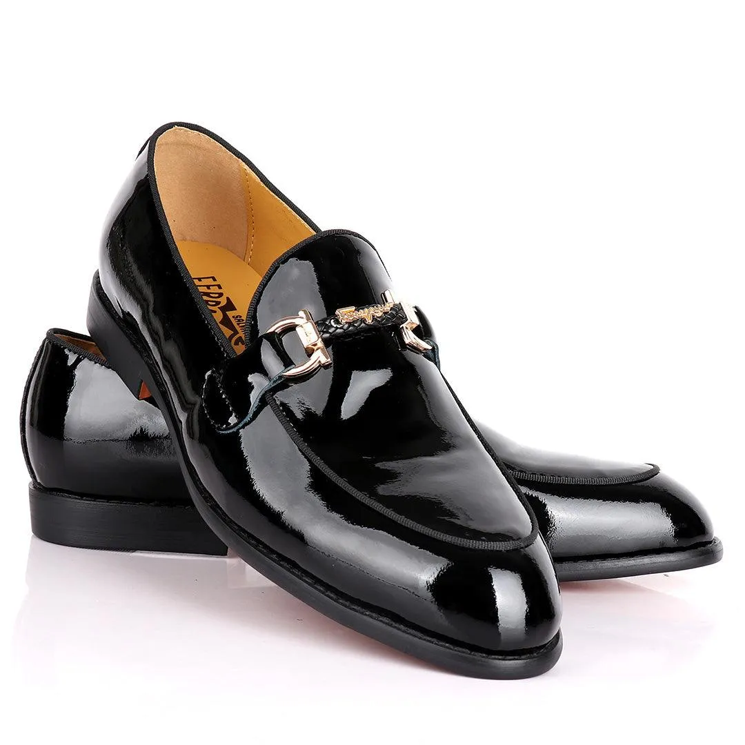 Salvatore Ferragamo Men's Wetlips Loafer With  Front Gold Logo