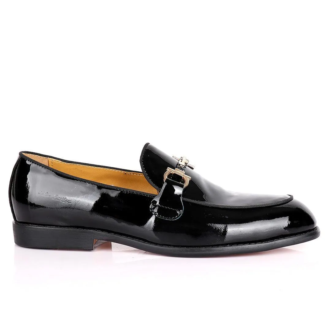 Salvatore Ferragamo Men's Wetlips Loafer With  Front Gold Logo