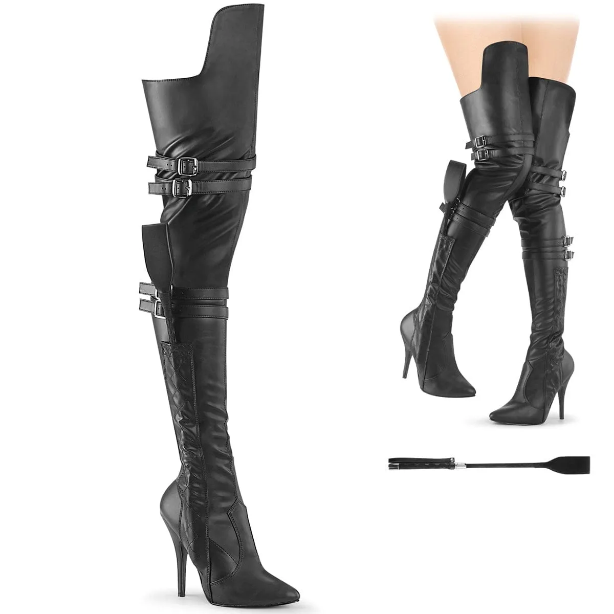 SEDUCE-3080 Black Stretch Faux Leather