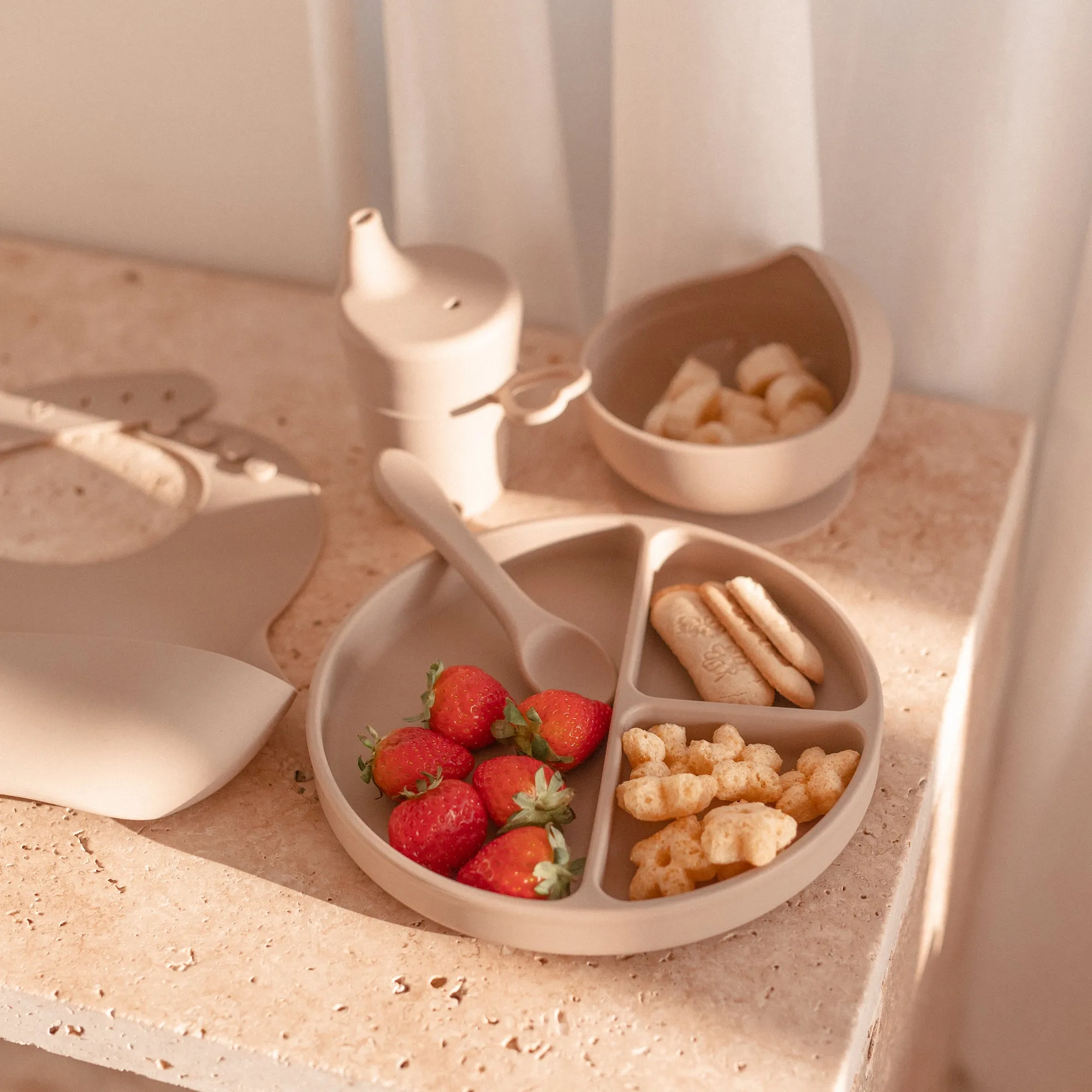 Silicone Baby Feeding Set — Sand Dune