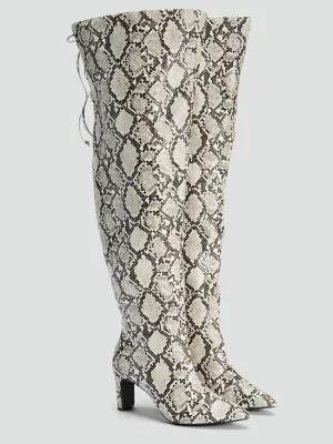 Snake Print Thigh High Boots - NADIA X FTF